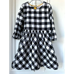 Hanna Andersson Gingham Flannel Button Back Dress Sz 130 (8)‎
